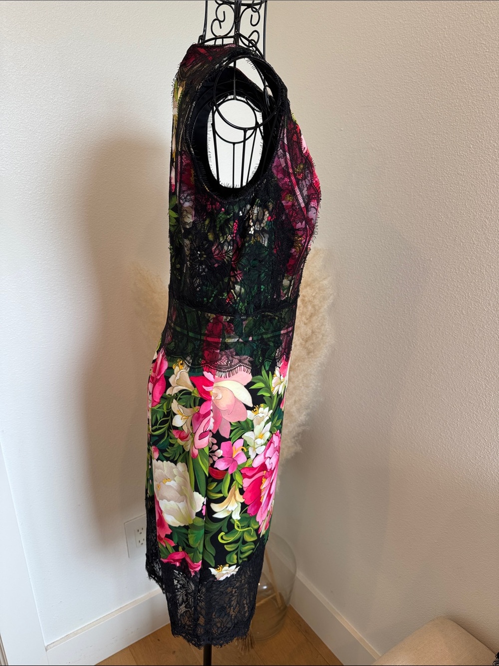 Tadashi Shoji Black Lace Floral Print Sheath Dress - Picture 8 of 14